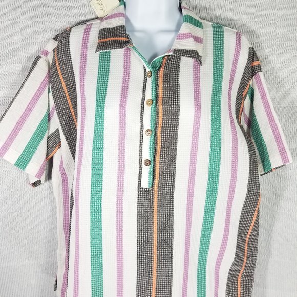 Free People Soleil Time XS Oversize Polo Shirt Top Endless Summer Stripe… - Picture 1 of 6